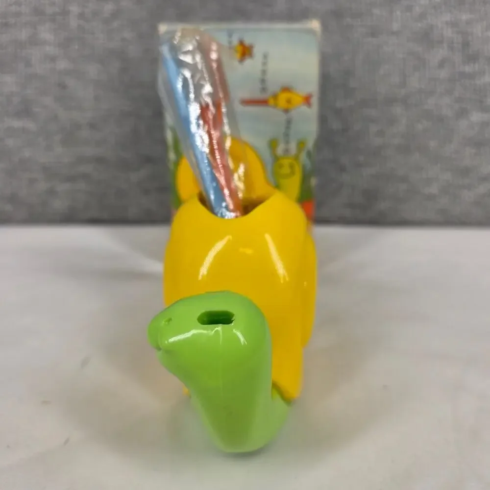 AVON VINTAGE 1970s SMILE‑N‑SNAIL TOOTHBRUSH HOLDER + 2 TOOTHBRUSH – NIB / NOS